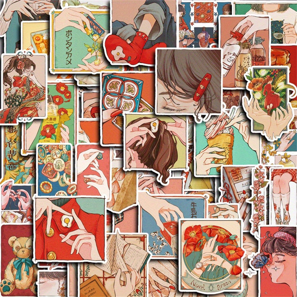 Japanese Traditional Lifestyle - 50 Pezzi Adesivi in Stile Vintage